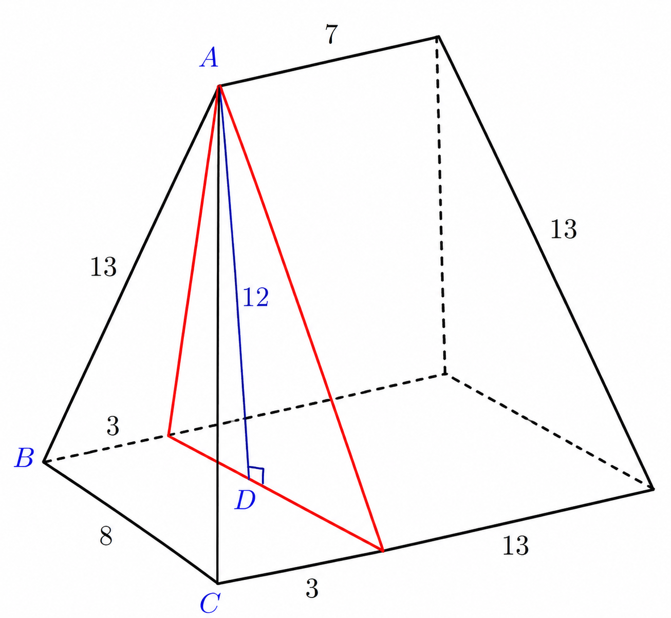 Pentahedron split into a triangular prism and two pyramids