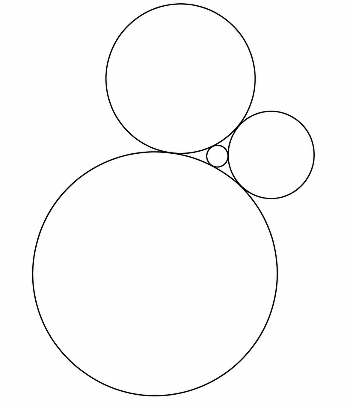 Three circles tangent to each other and the inner circle