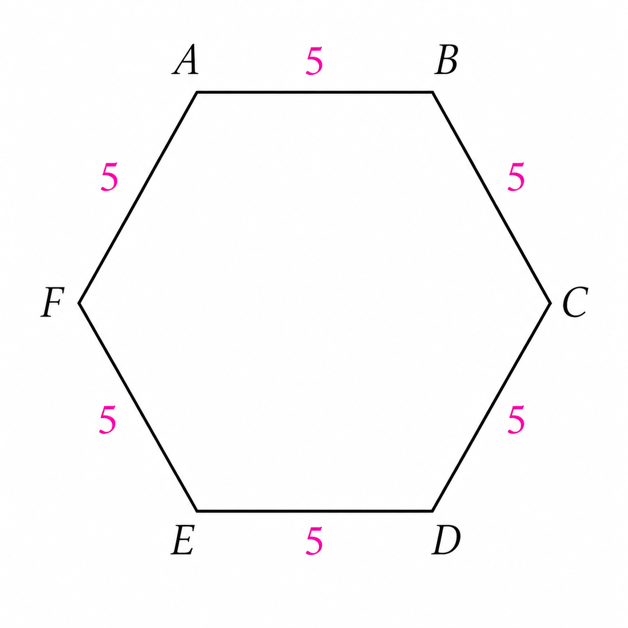 Regular hexagon with side lengths 5