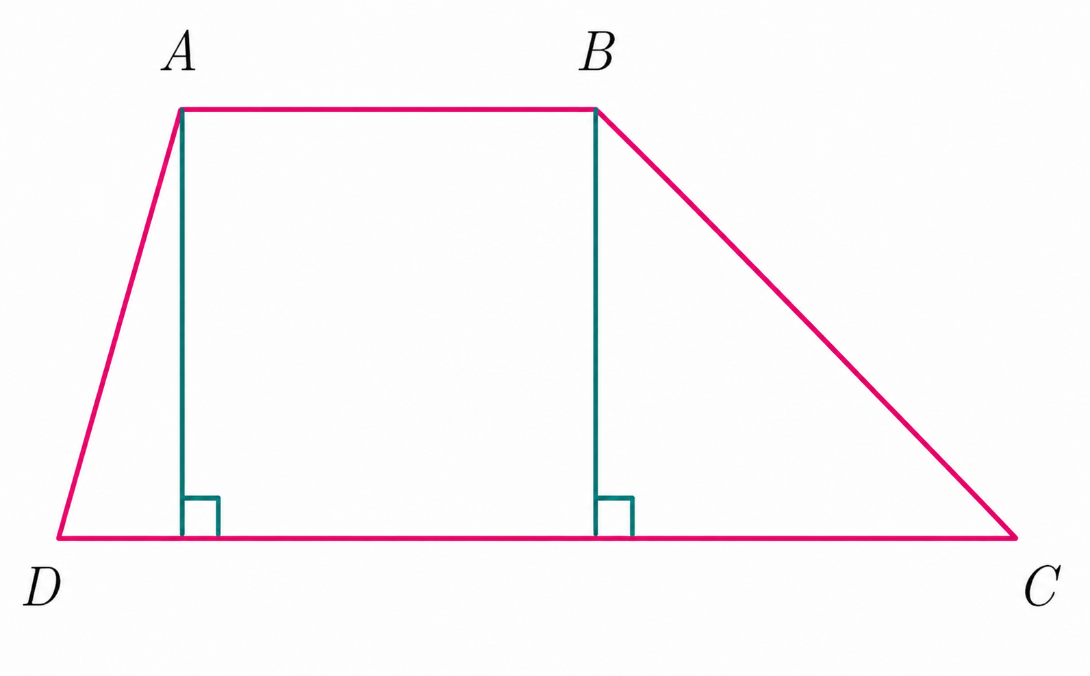 Trapezoid ABCD with altitudes drawn from A and B to base DC