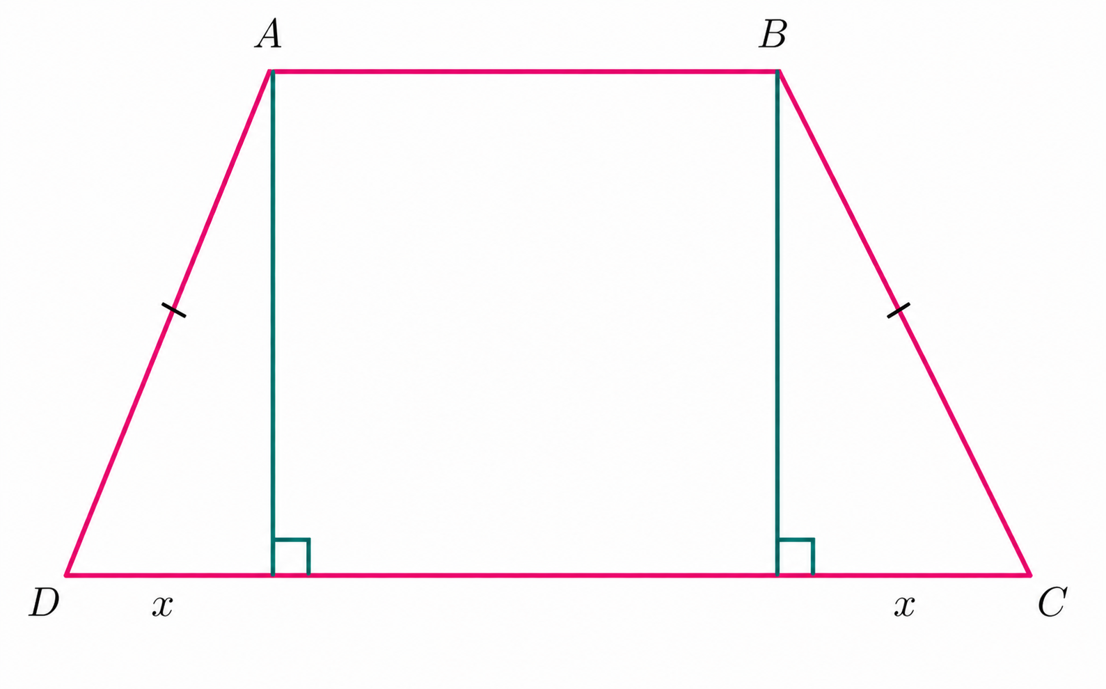 Isosceles trapezoid with altitudes and equal side lengths