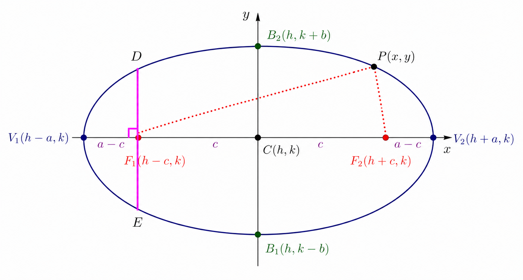 Latus rectum of a horizontal ellipse