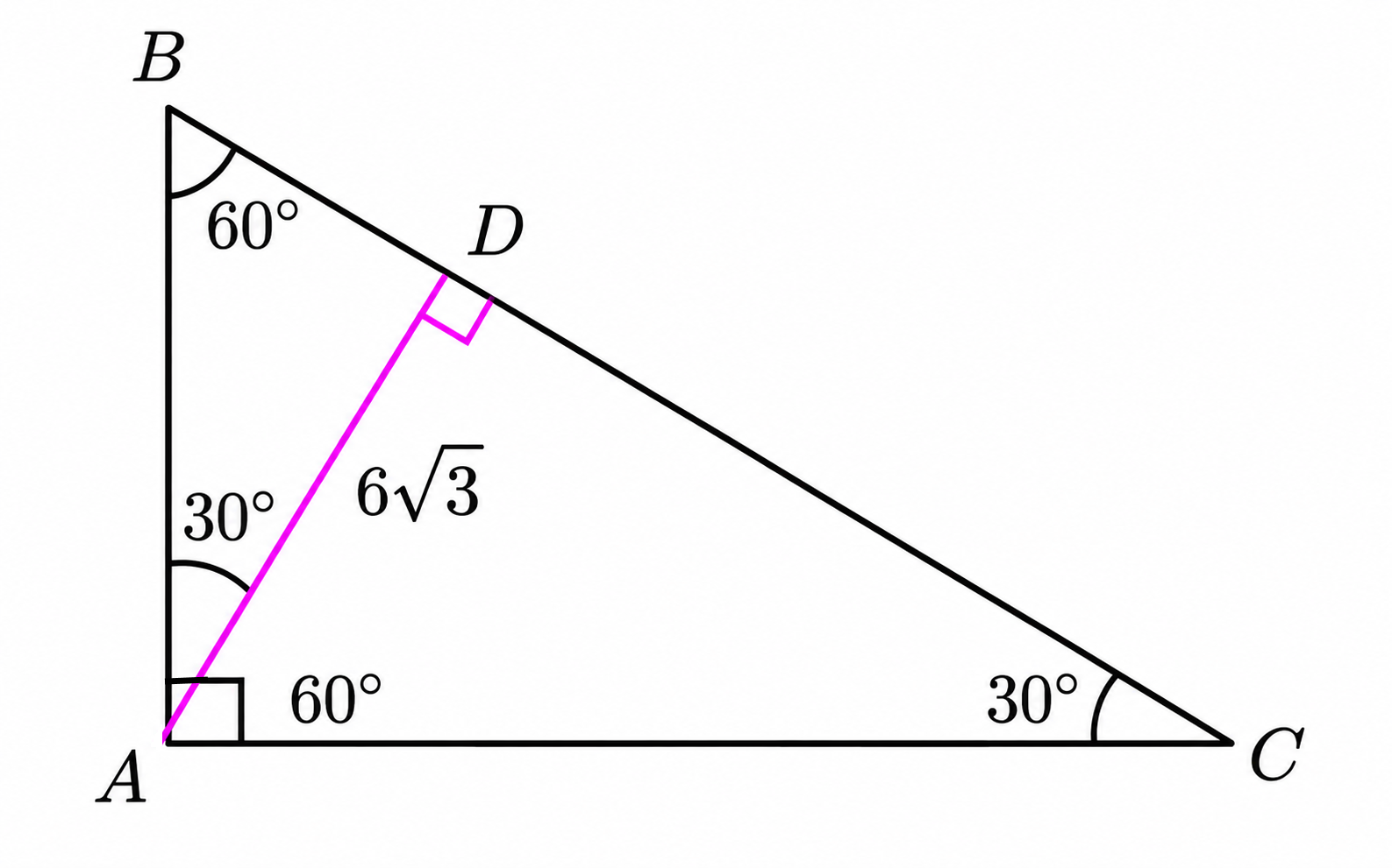 Right triangle with altitude to the hypotenuse