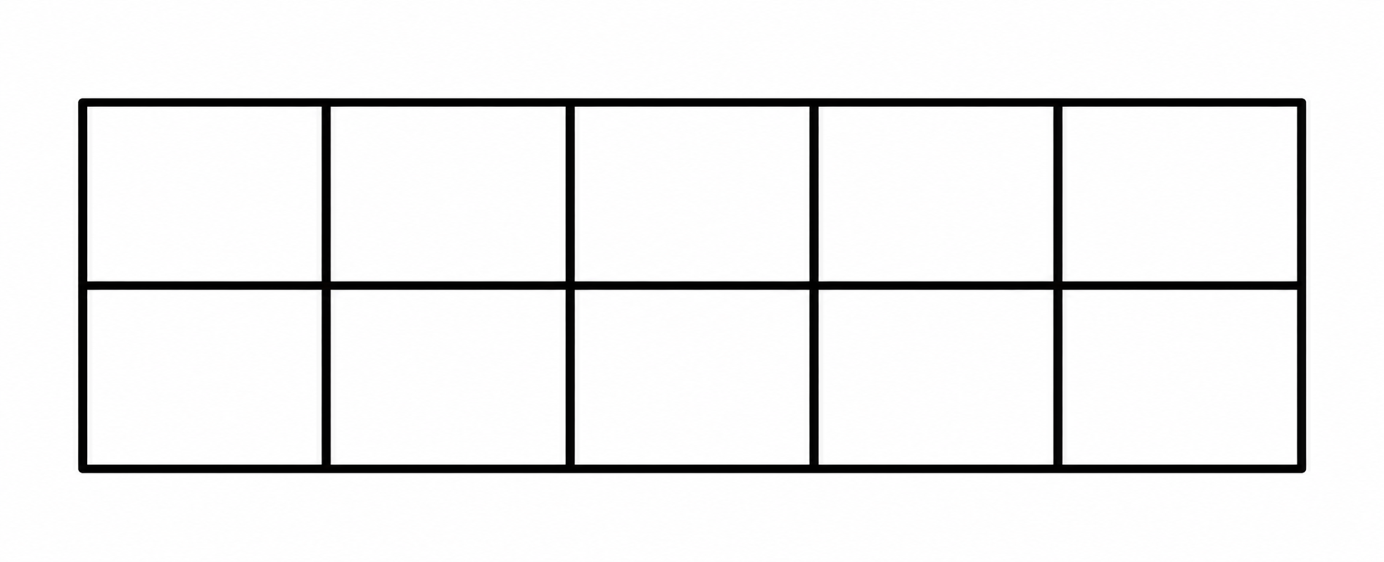 A 2 by 5 table