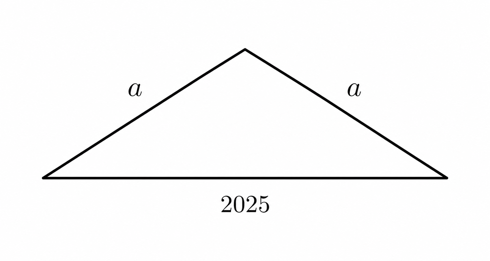 Isosceles triangle with equal sides a and longest side 2025