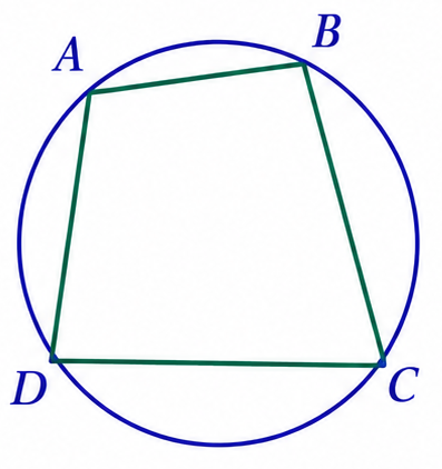 Cyclic quadrilateral ABCD inscribed in a circle