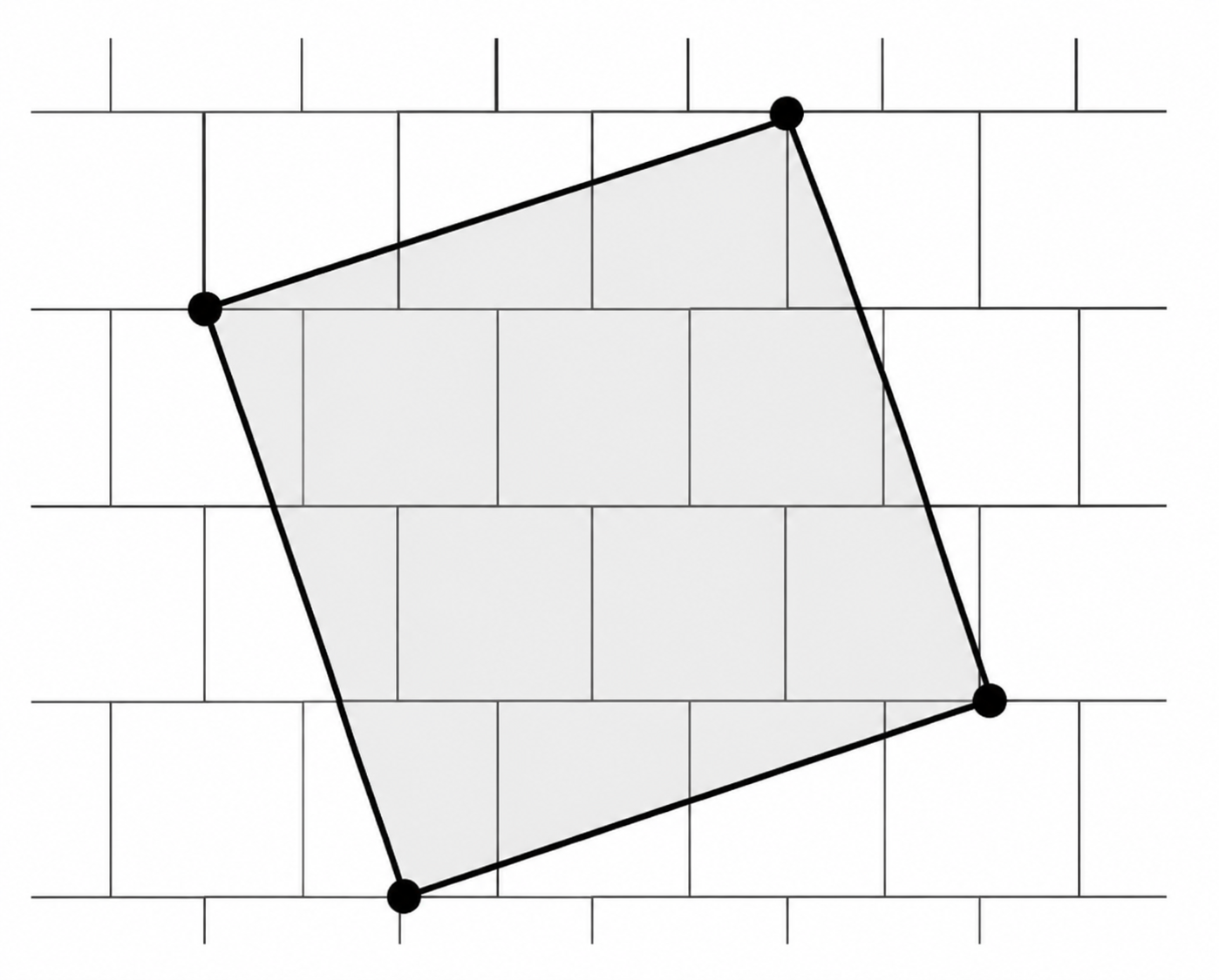 Tiling of unit squares with a shaded square drawn on top