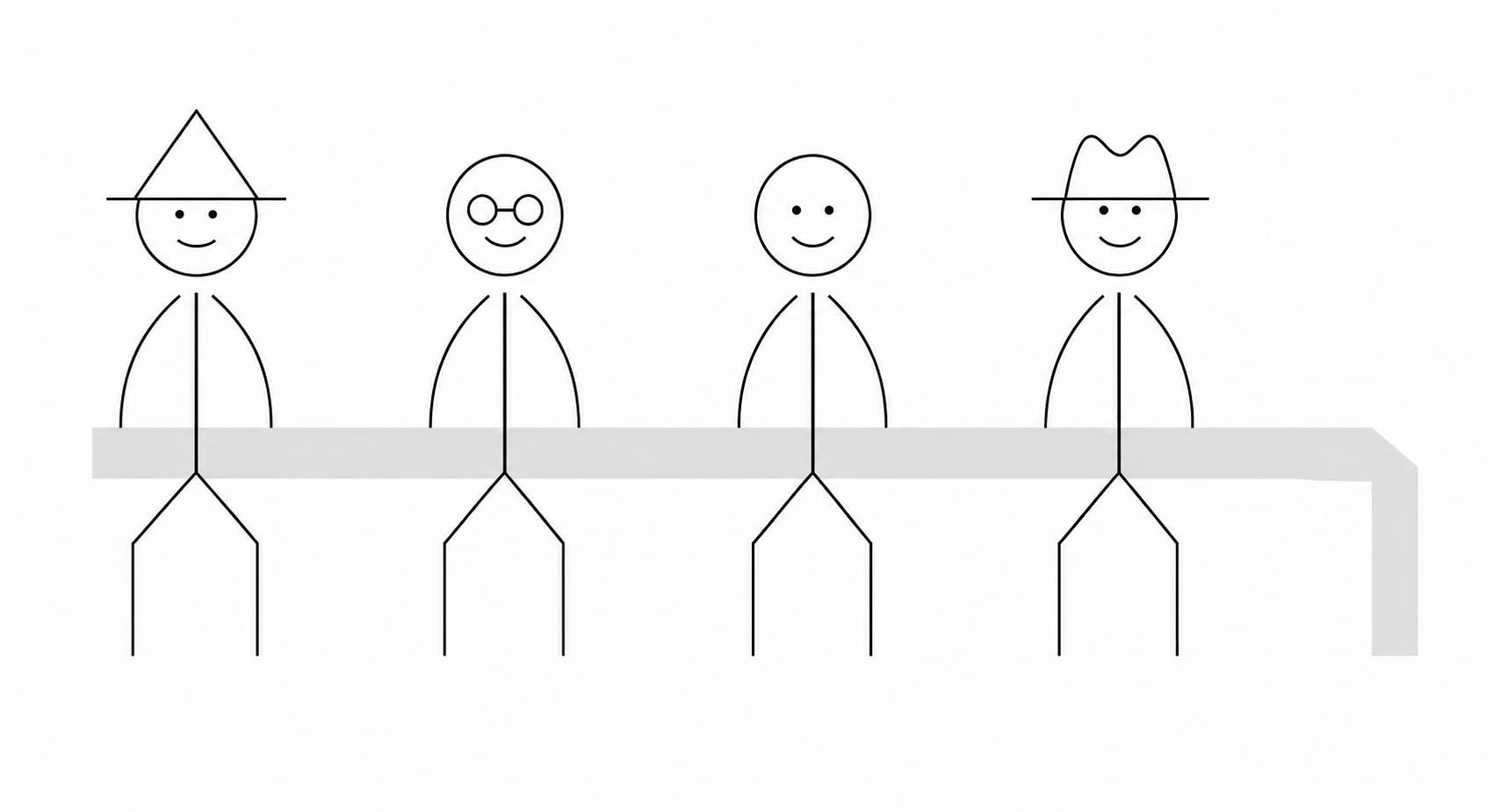 Four students seated in a row