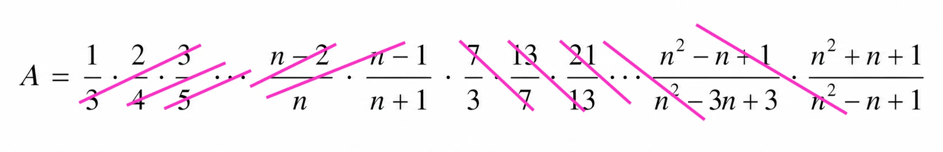 Telescoping cancellation in the product after factoring sums and differences of cubes