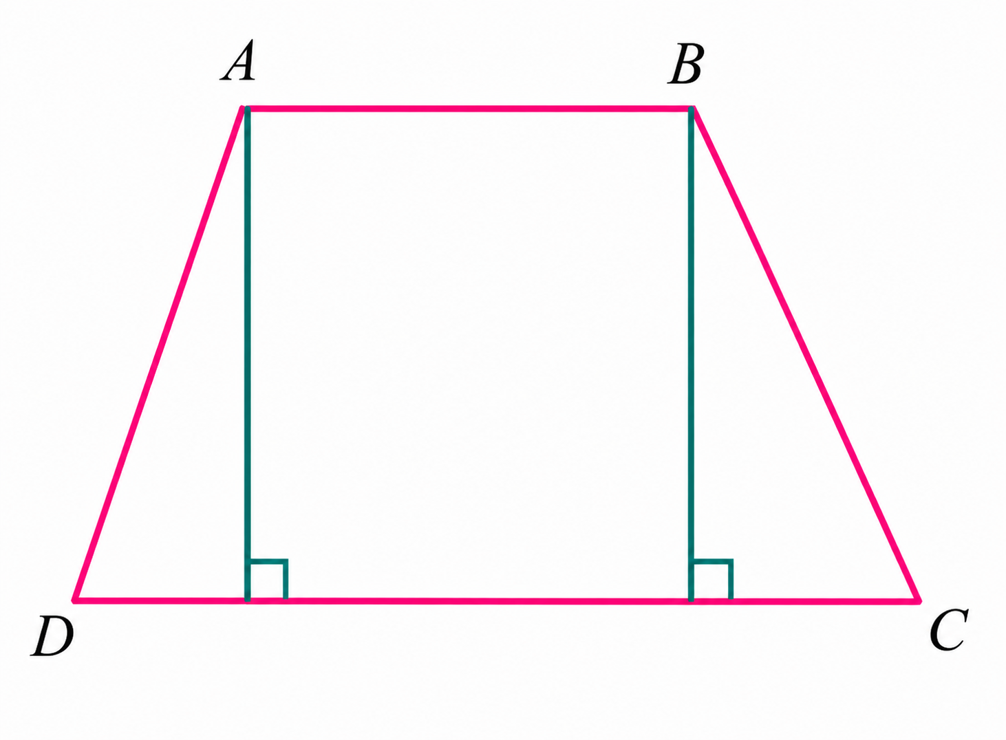 Trapezoid ABCD with altitudes drawn from A and B to base DC