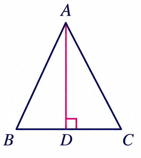 Triangle with altitude h from A to BC at D