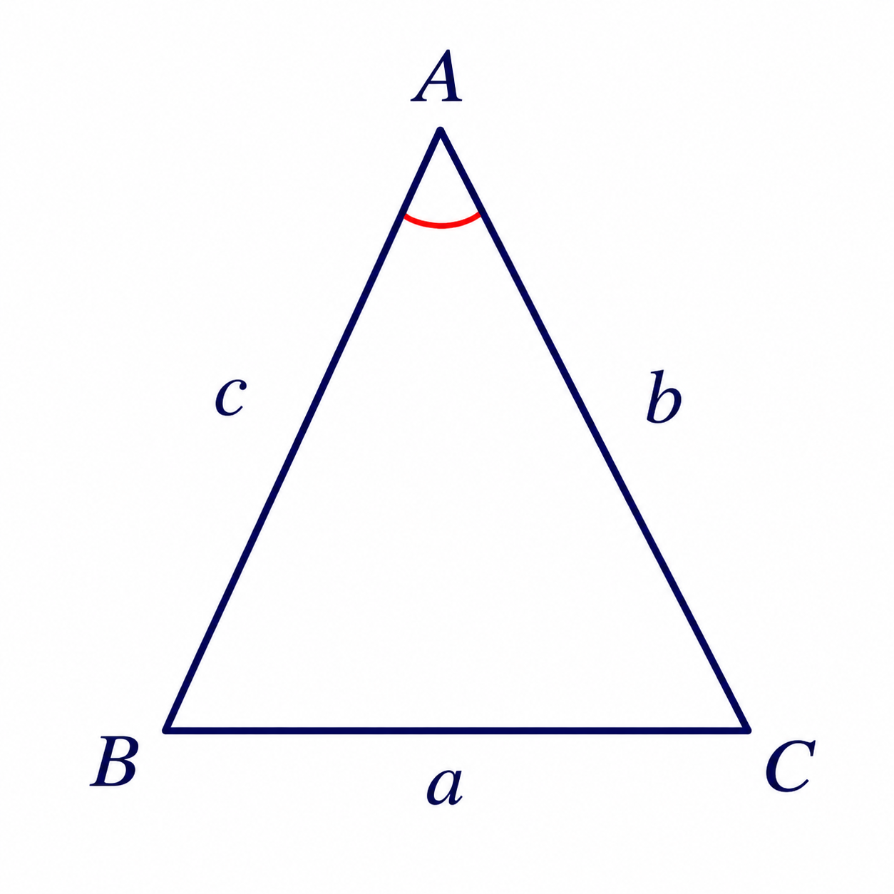 Triangle ABC with sides a, b, c