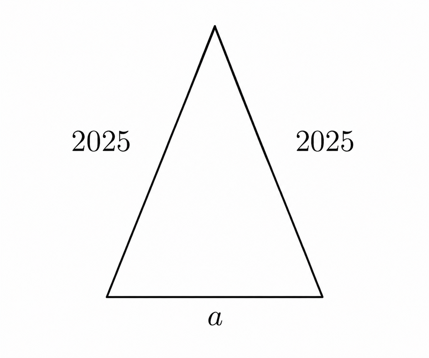 Isosceles triangle with two sides of length 2025 and base a