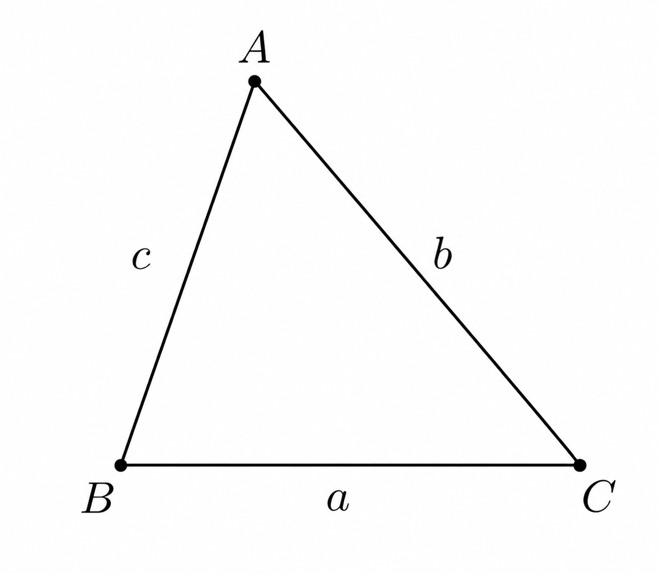 Triangle ABC with side lengths a, b, and c