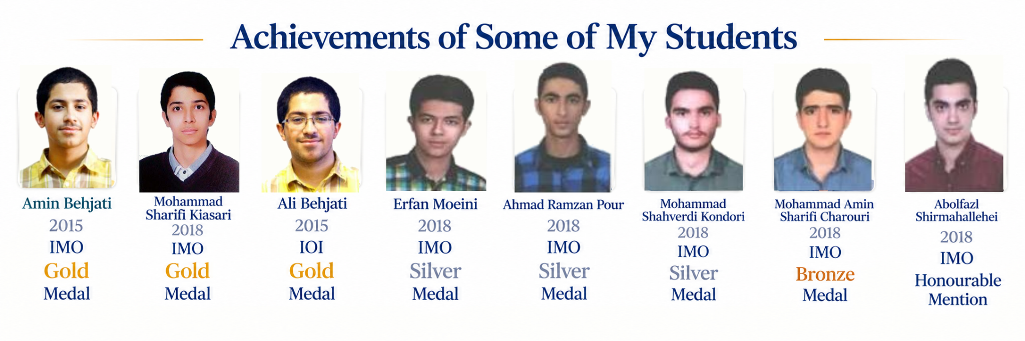 Achievements of eight students — IMO and IOI medal results