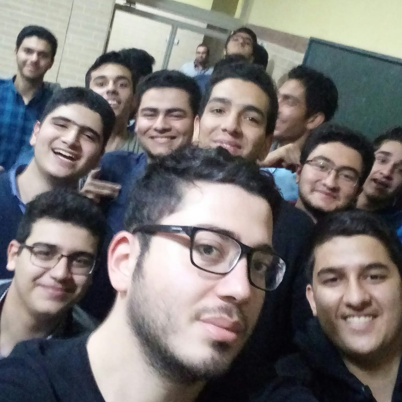 Group selfie with students