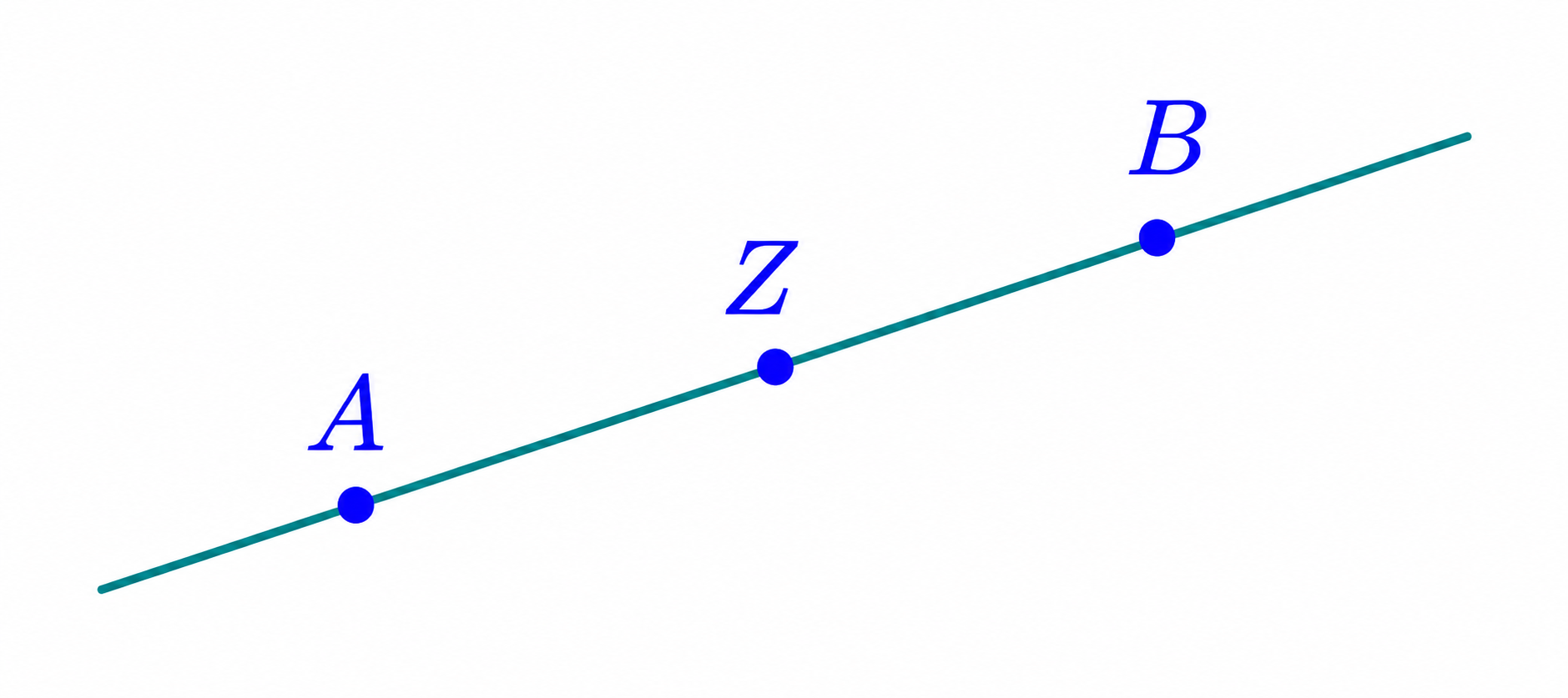Points A, Z and B lying on a line