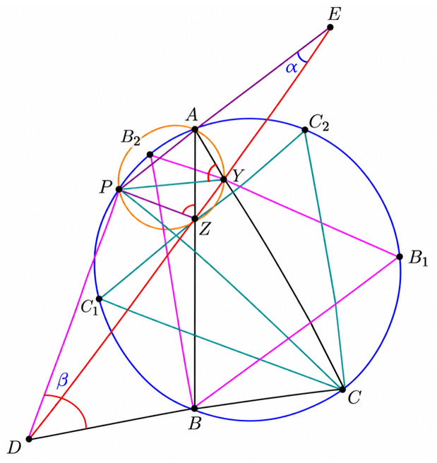 Cyclic quadrilateral PZBD