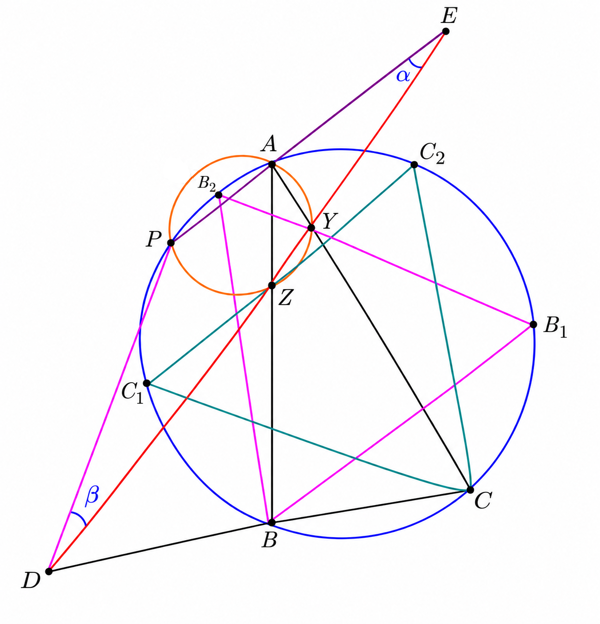 Equilateral triangle Delta B and intersection Y